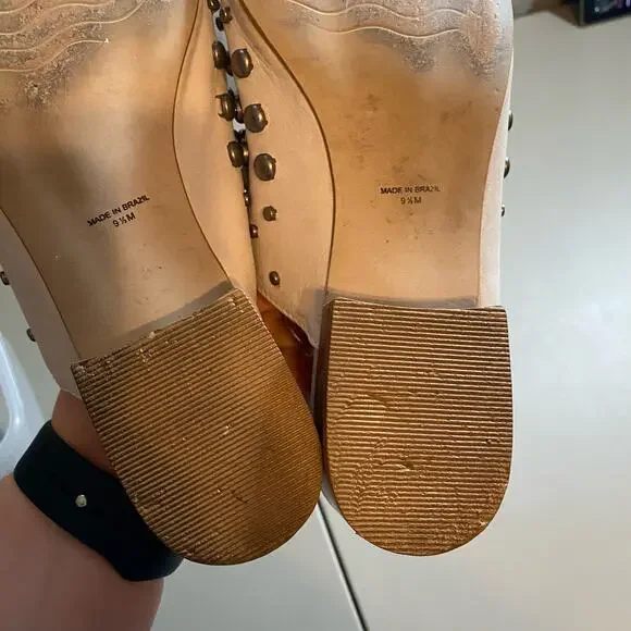 Amuse Society X Mattise Womens 9.5 Off White Heeled Mule Silver Studs Slip on - Picture 7 of 8